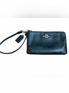 Coach Black leather wrist wallet